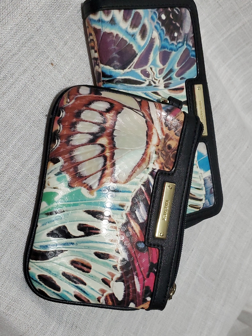 Nine West Multicolor Floral Pattern Wallet w/small Bag.